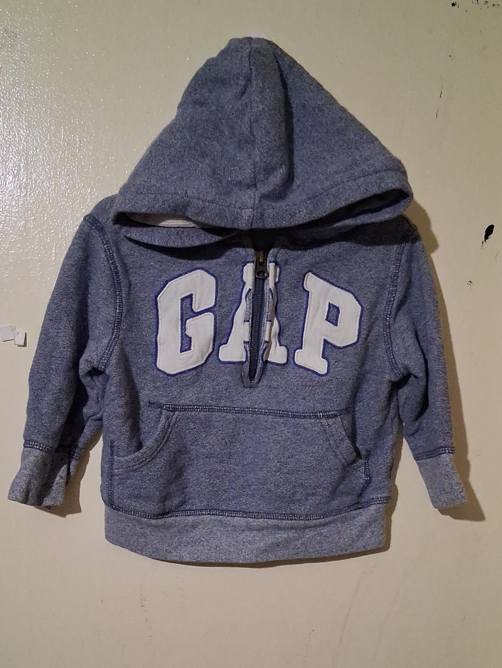 GAP Kids Blue Heather Hooded Sweatshirt with White Logo Size 2